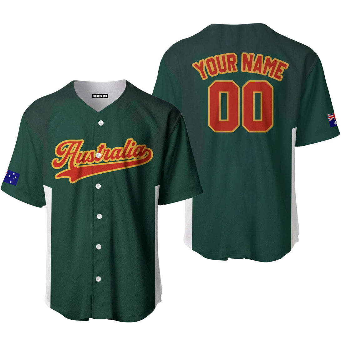 Australia Green Red Yellow Custom Name Baseball Jerseys For Men & Women