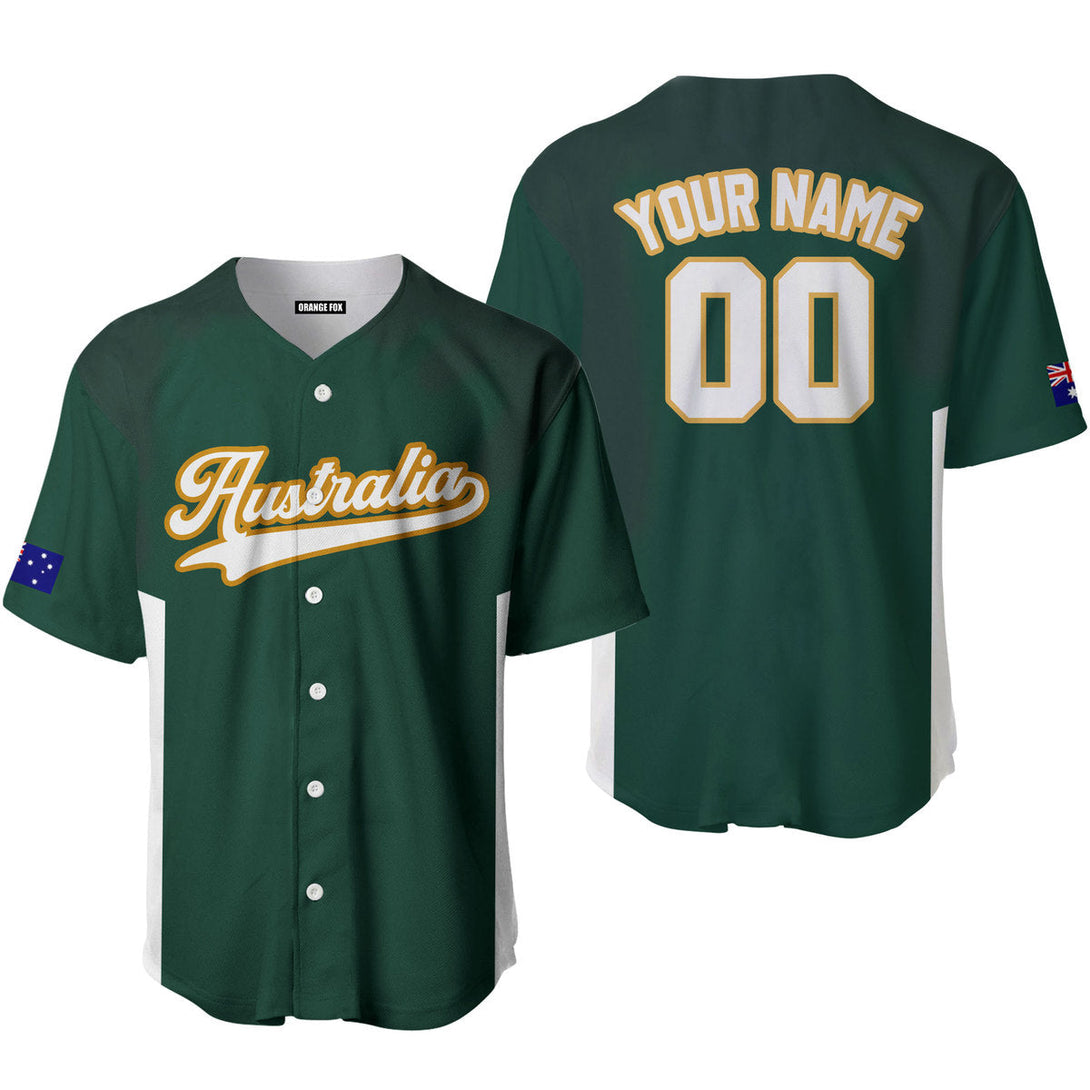 Australia Green White Yellow Custom Name Baseball Jerseys For Men & Women