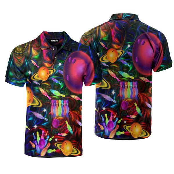Awesome Bowling In Space - Gift for Men, Bowling Lovers - Black Colorful Light Polo Shirt