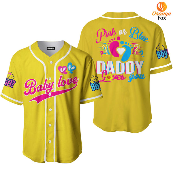 Gender Reveal Team Boy Team Girl Blue Pink Yellow Daddy Baseball Jersey