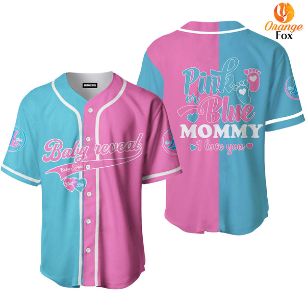 Gender Reveal Team Boy Team Girl Blue Pink Mommy Baseball Jersey