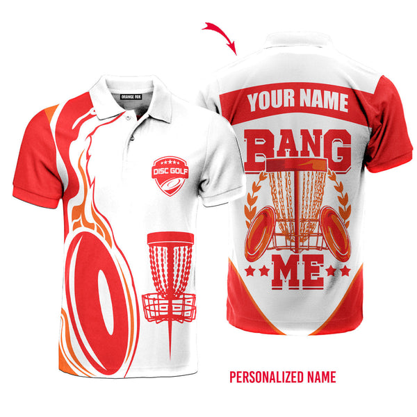 Bang Me Disc Golf - Gift For Disc Golf Lovers - Red White Custom Name Polo Shirt For Men & Women NP1042