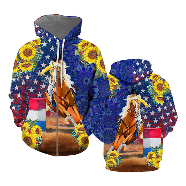 Barrel Horse Racing Zip Up Hoodie For Men & Women