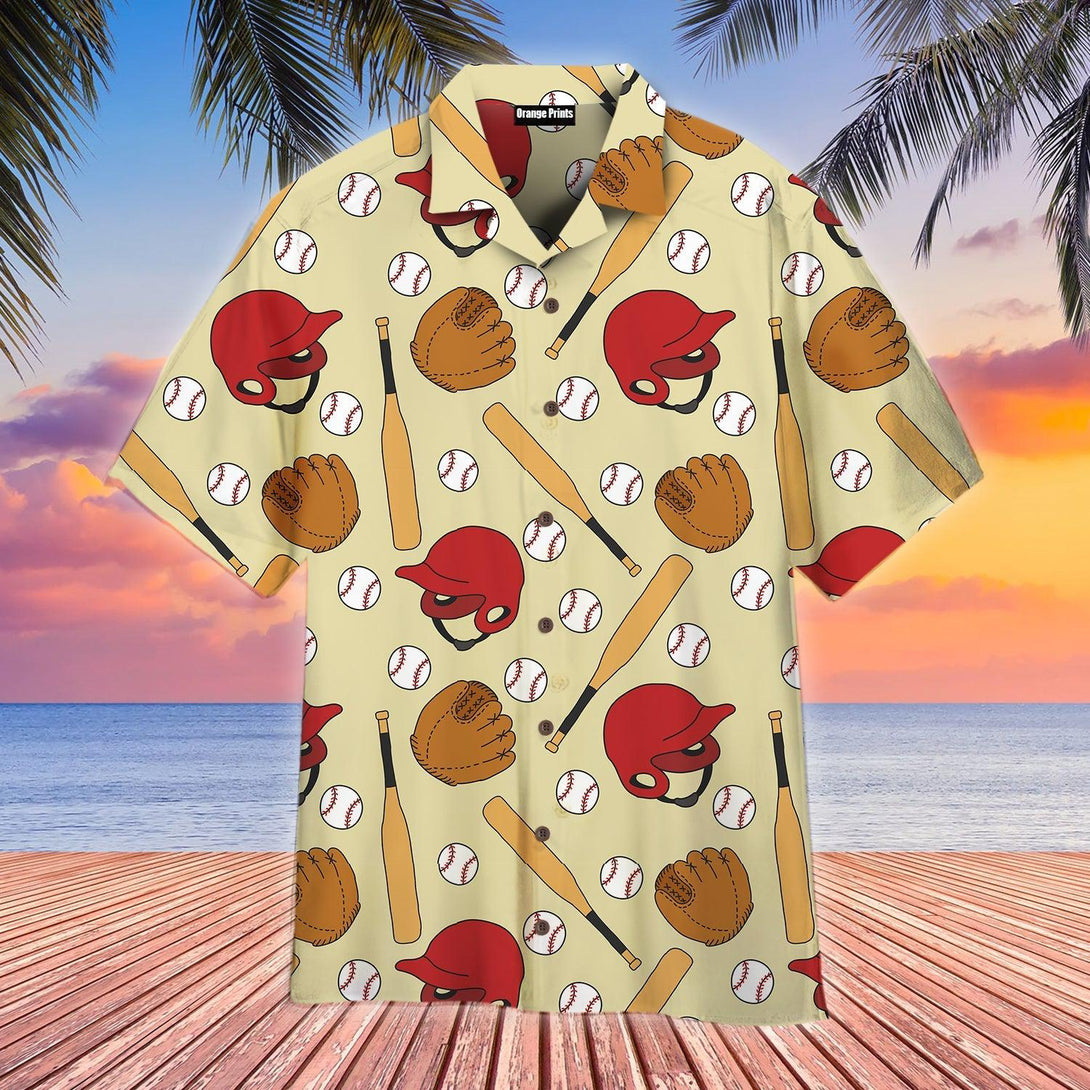 Baseball Doodle Yellow Aloha Hawaiian Shirt For Men & Women