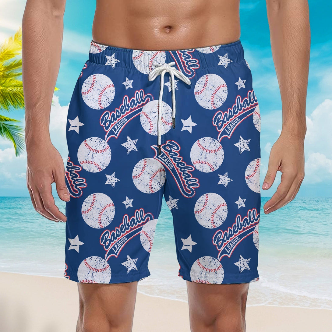 Baseball League Beach Shorts For Men
