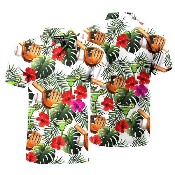 Baseball Tropical Leaves Summer Holiday Polo Shirt For Men