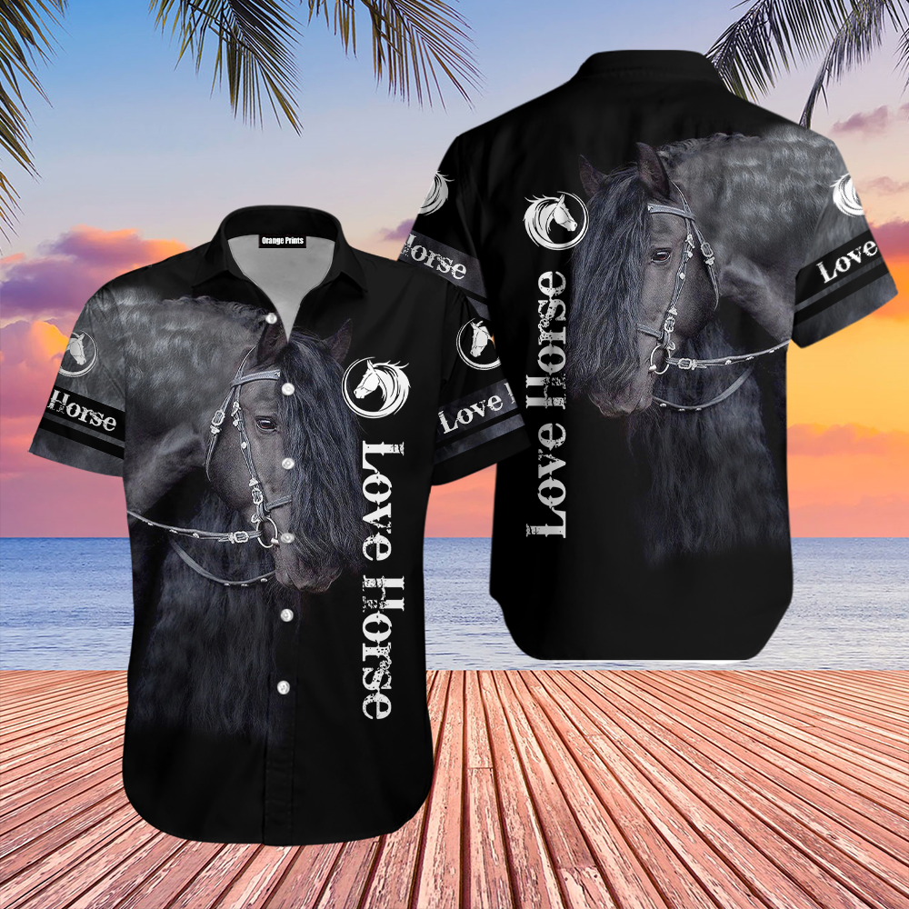 Beautiful Black Horse Hawaiian Shirt For Men & Women