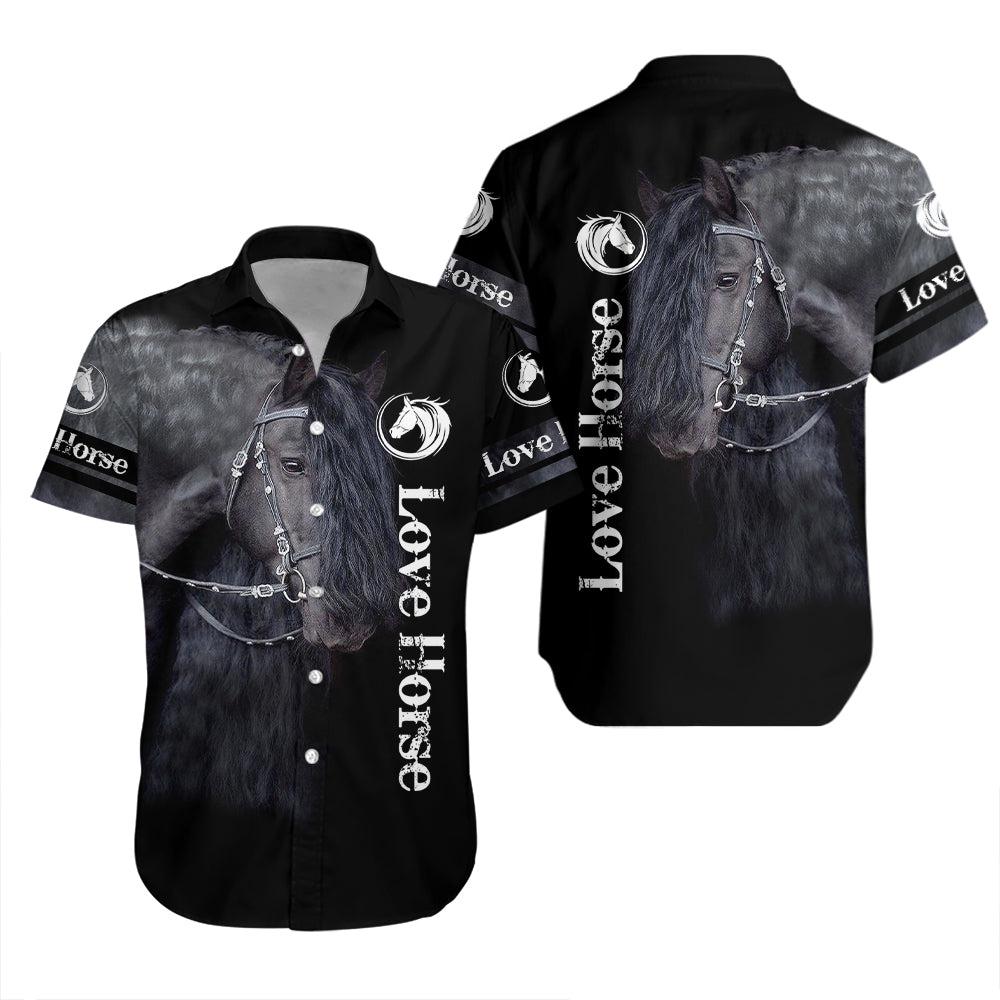 Beautiful Black Horse Hawaiian Shirt For Men & Women