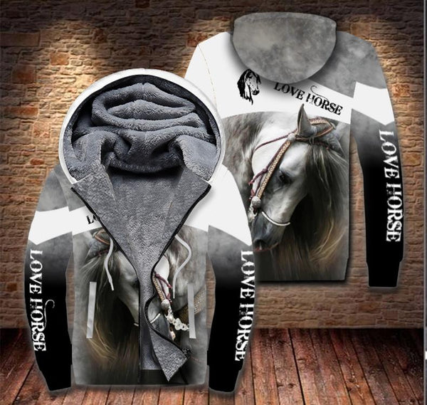 Beautiful Horse Fleece Zip Hoodie For Men & Women