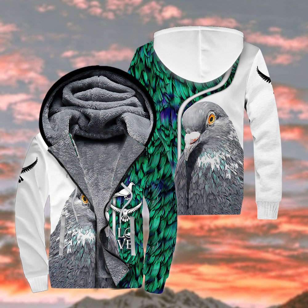 Beautiful Pigeon Fleece Zip Hoodie For Men & Women