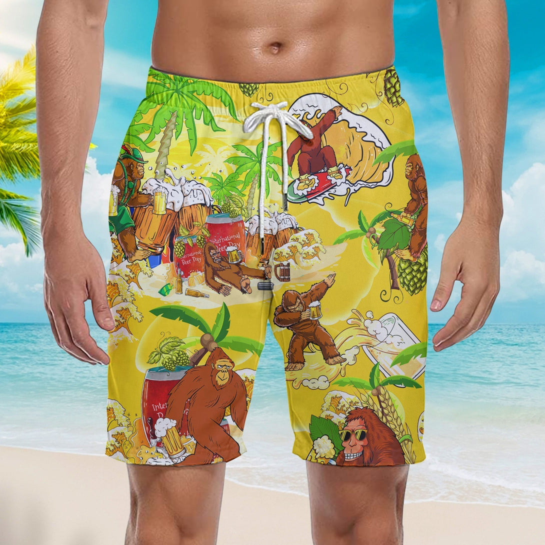Bigfoot Summer Beer Yellow Beach Shorts For Men