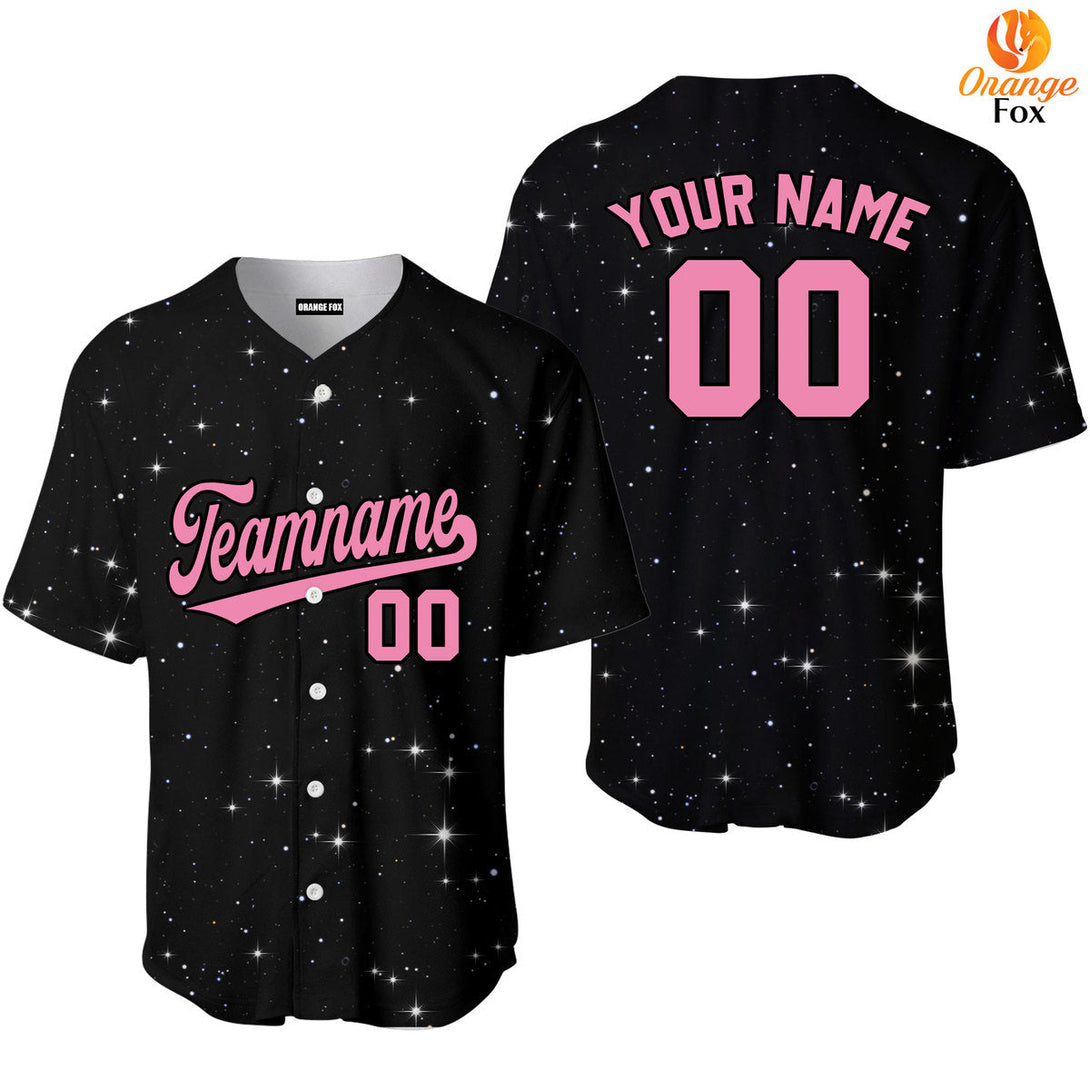 Black And Pink Twinkle Custom Name Baseball Jerseys For Men & Women