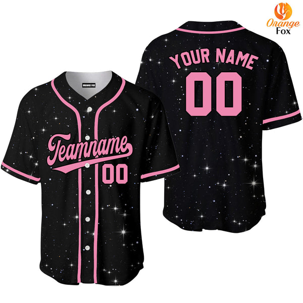 Black And Pink Twinkle Custom Name Baseball Jerseys For Men & Women