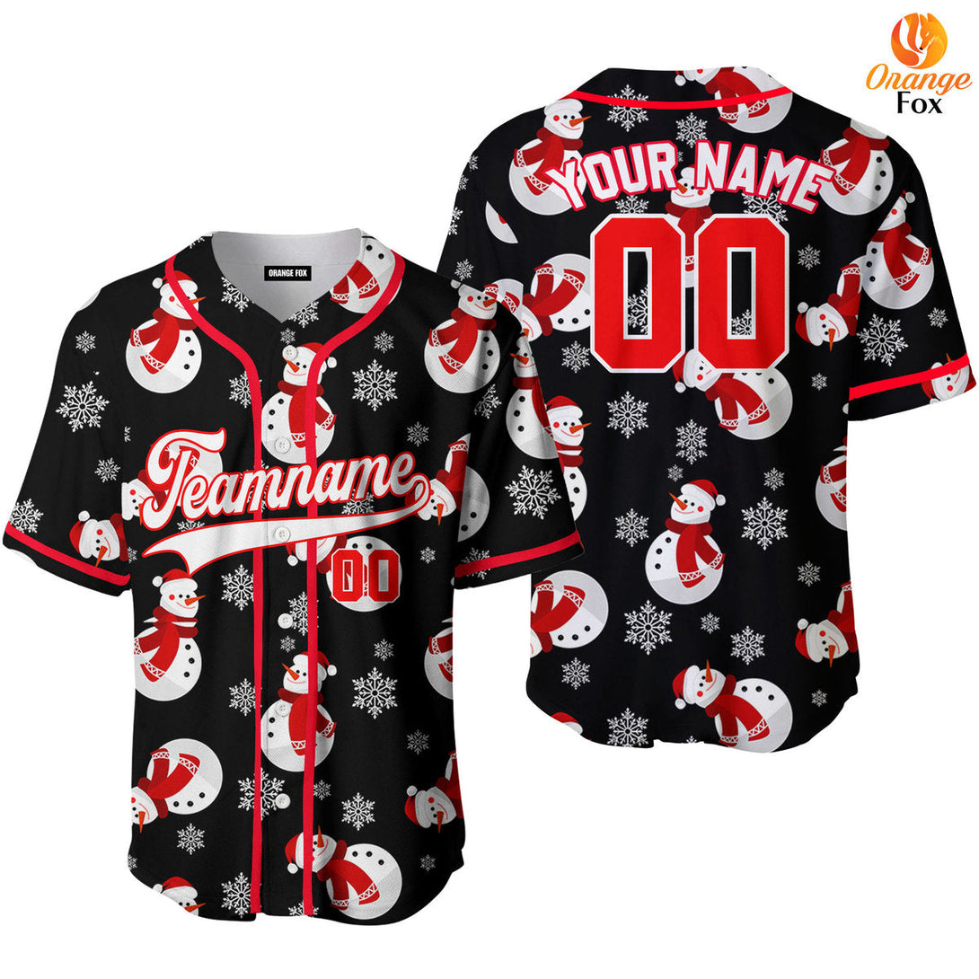Black And Red Christmas Snowman Custom Name Baseball Jerseys For Men & Women