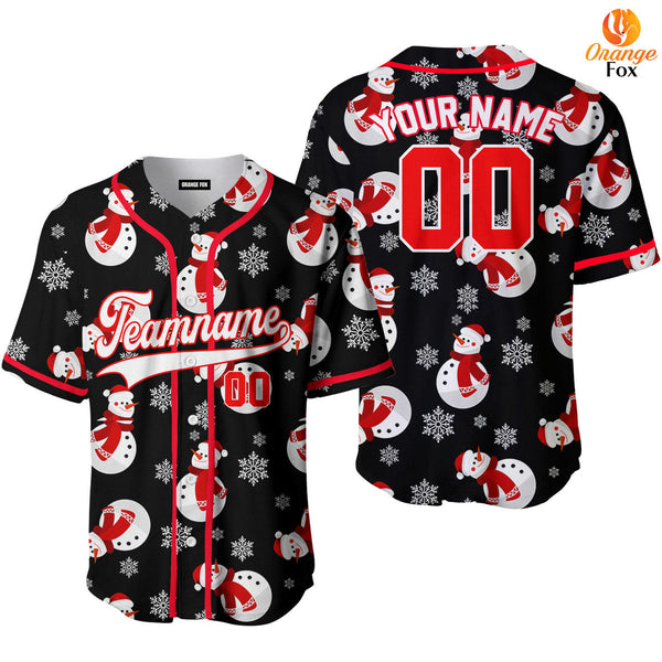 Black And Red Christmas Snowman Custom Name Baseball Jerseys For Men & Women