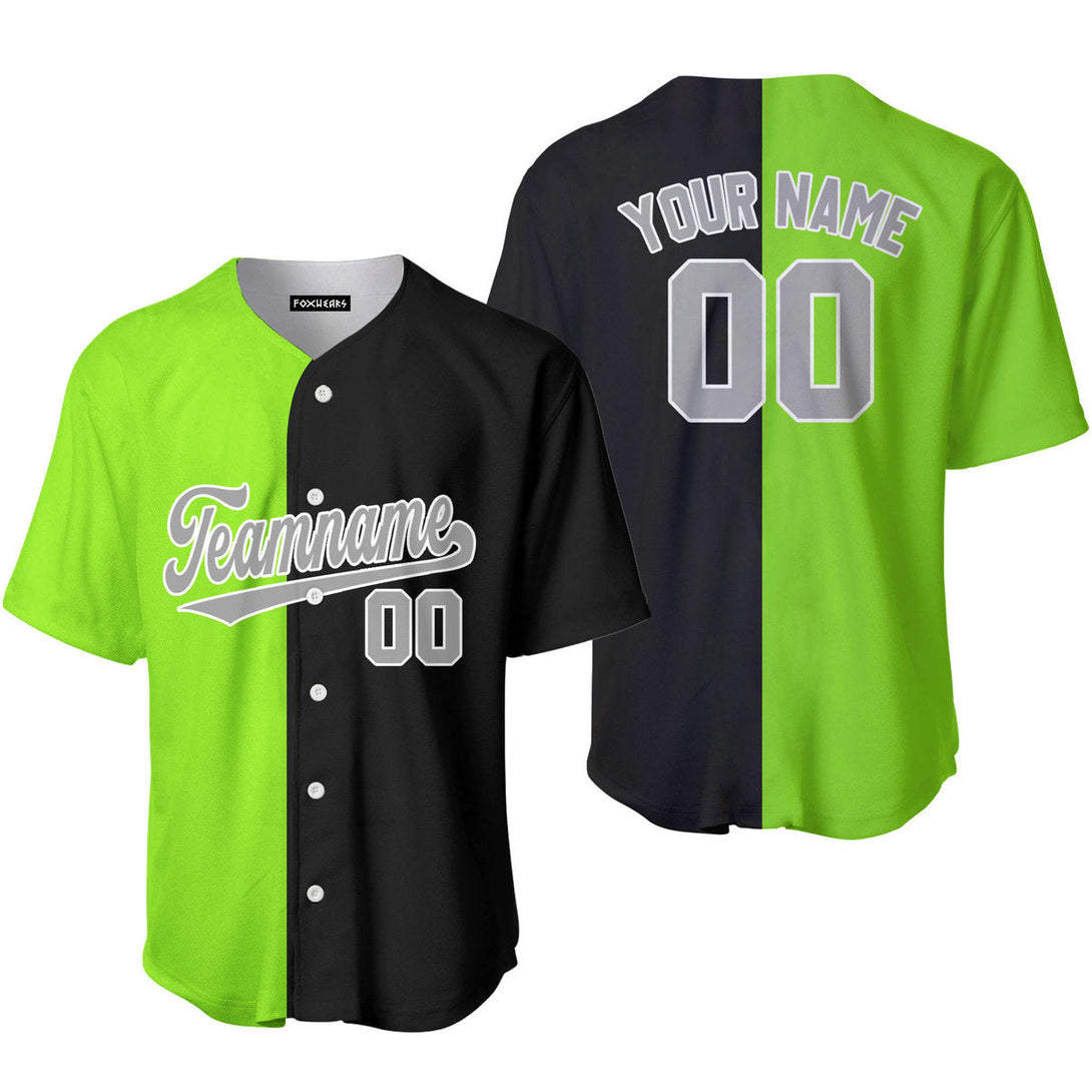 Black Gray Neon Green Split Fashion Custom Baseball Jerseys For Men & Women