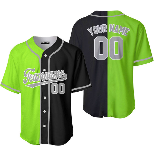 Black Gray Neon Green Split Fashion Custom Baseball Jerseys For Men & Women