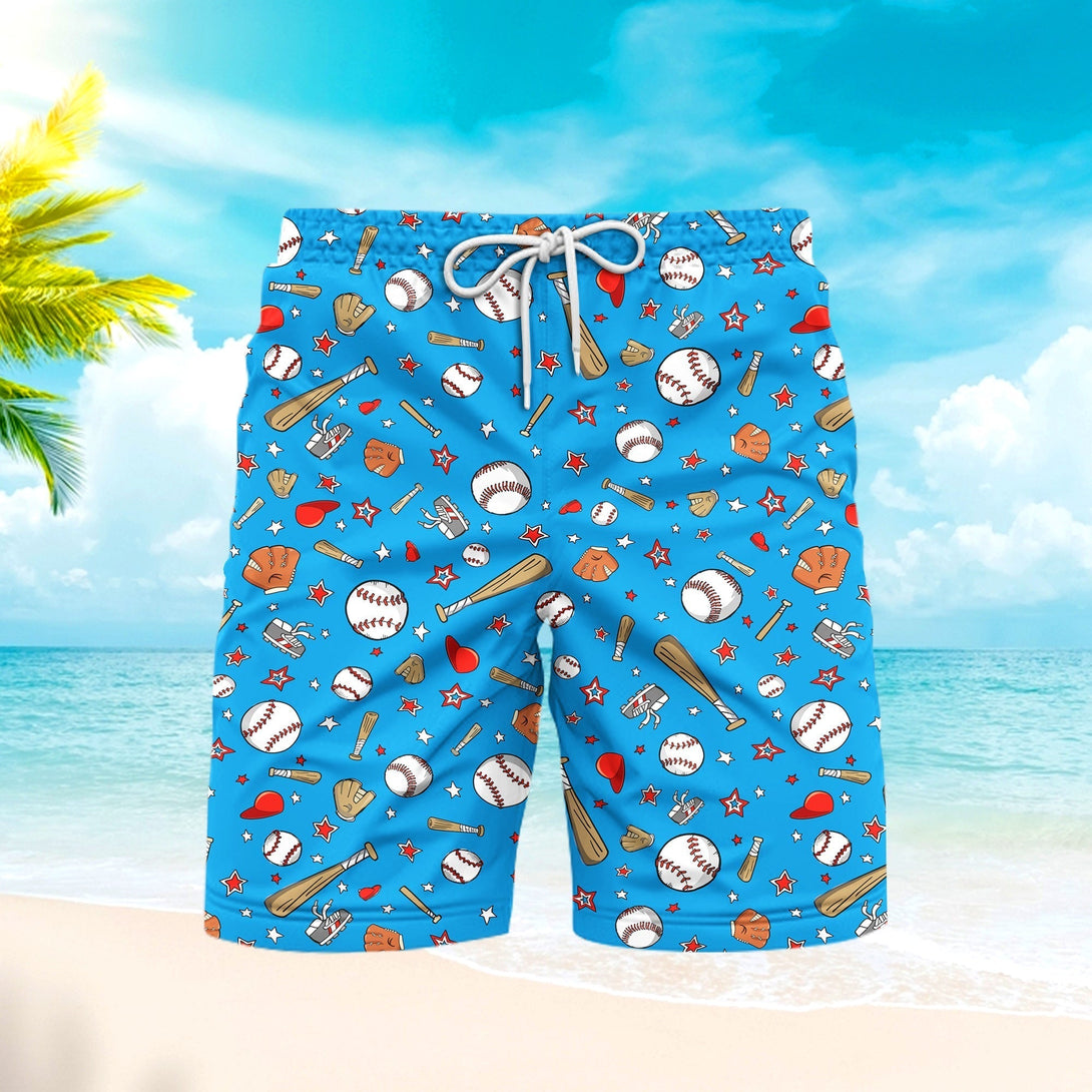 Blue Baseball Sports Beach Shorts For Men