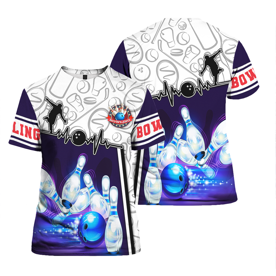 Blue Bowling Race T-Shirt For Men & Women
