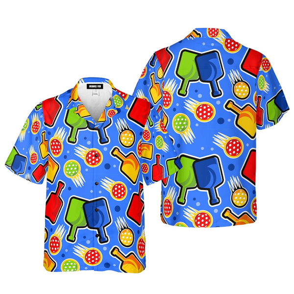 Blue Energetic Pickleball Pattern Aloha Hawaiian Shirt For Men & Women