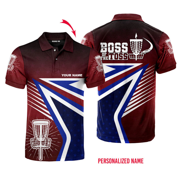 Boss Of The Toss American Flag For Men & Women Custom Name Polo Shirt NP1046
