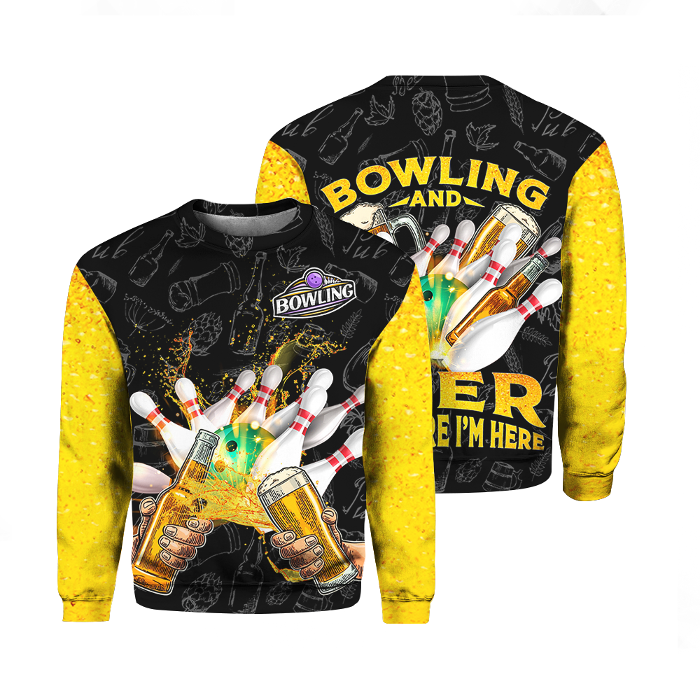 Bowling And Beer Crewneck Sweatshirt For Men & Women