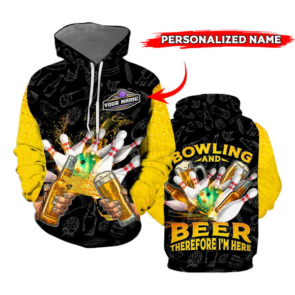 Bowling And Beer Custom Name Hoodie For Men & Women