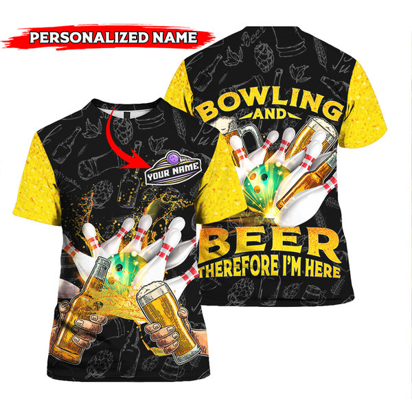 Bowling And Beer Custom Name T Shirt For Men & Women