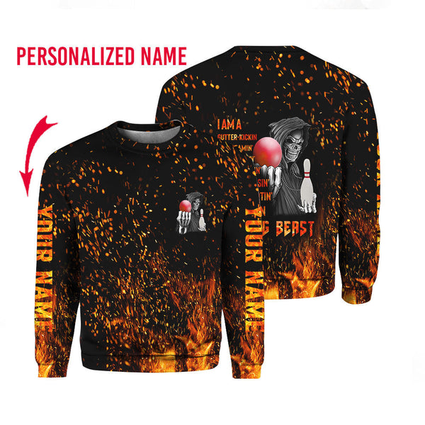 Bowling Beast Custom Name Crewneck Sweatshirt For Men & Women