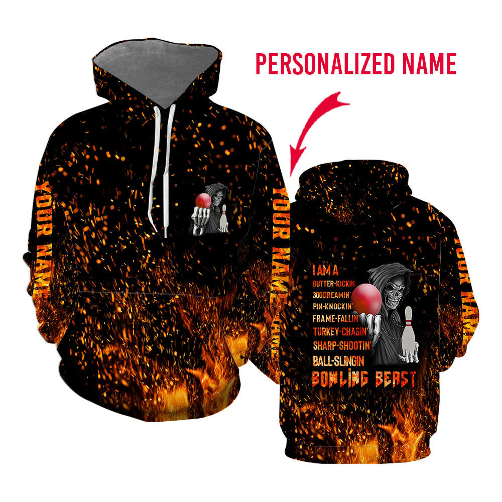 Bowling Beast Custom Name Hoodie For Men & Women