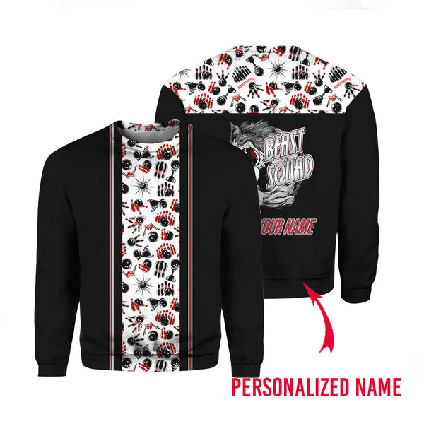 Bowling Beast Squad Custom Name Crewneck Sweatshirt For Men & Women