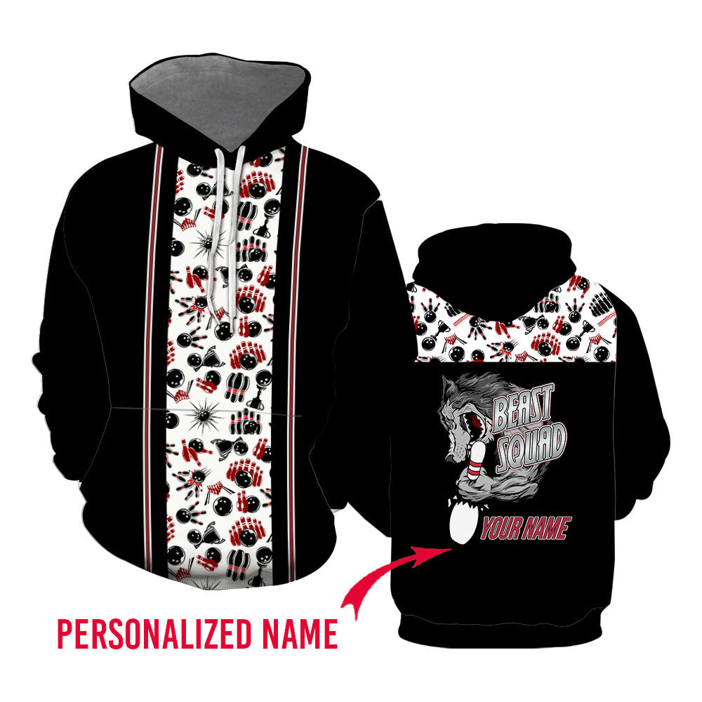 Bowling Beast Squad Custom Name Hoodie For Men & Women