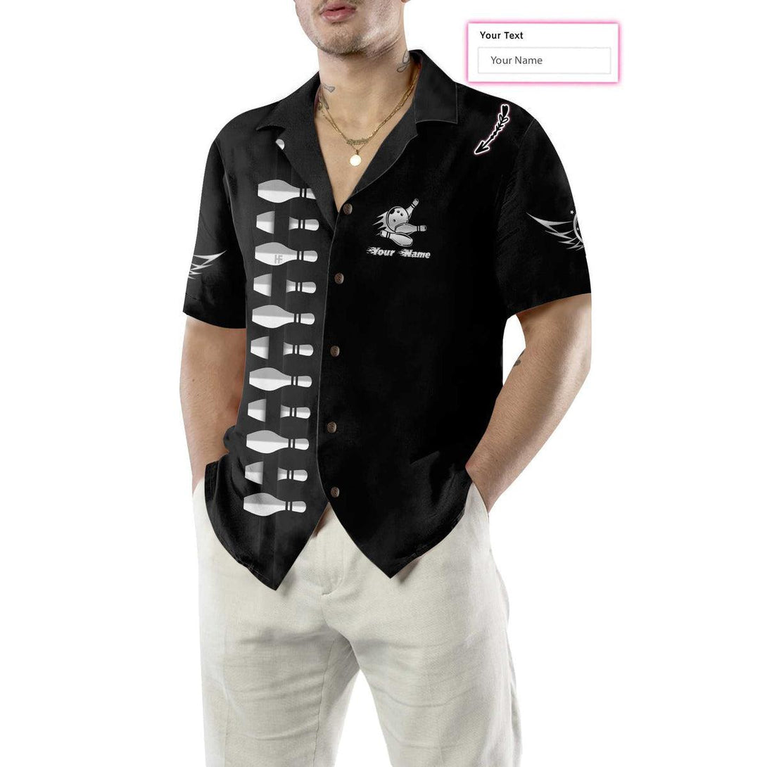 Bowling Black Custom Name Hawaiian Shirt For Men & Women