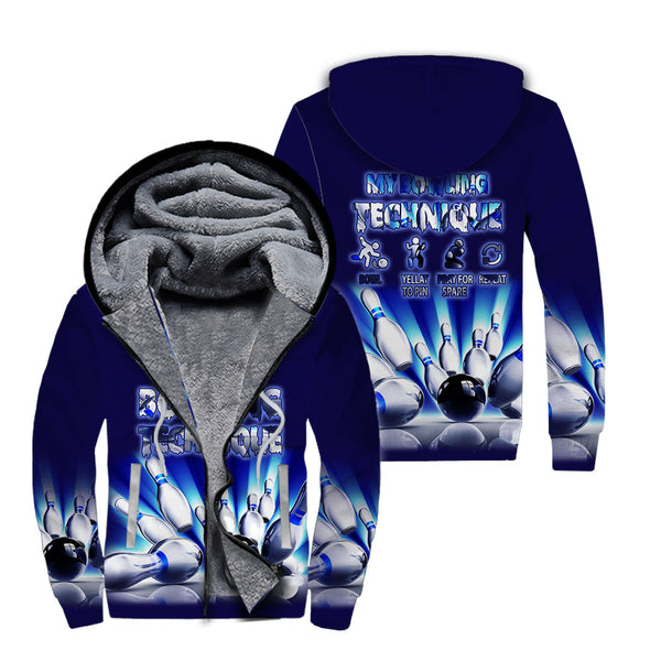 Bowling Game Fleece Zip Hoodie For Men And