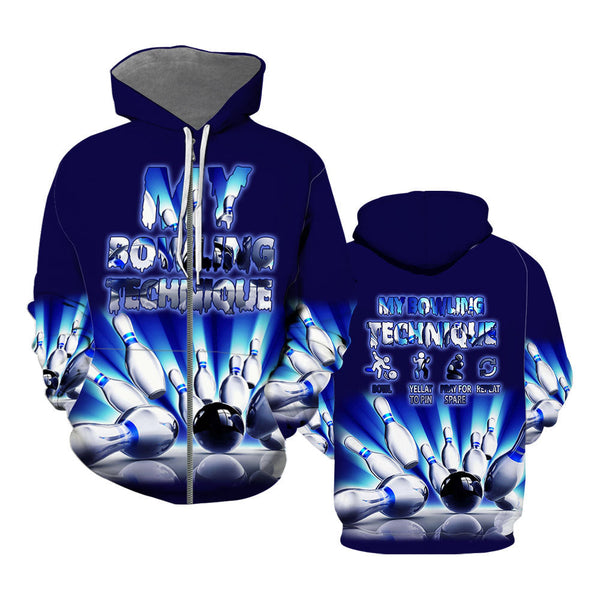 Bowling Game Zip Up Hoodie For Men & Women