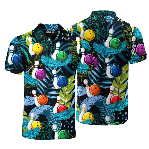 Bowling Gift For Bowling Lovers Tropical Blue Polo Shirt For Men