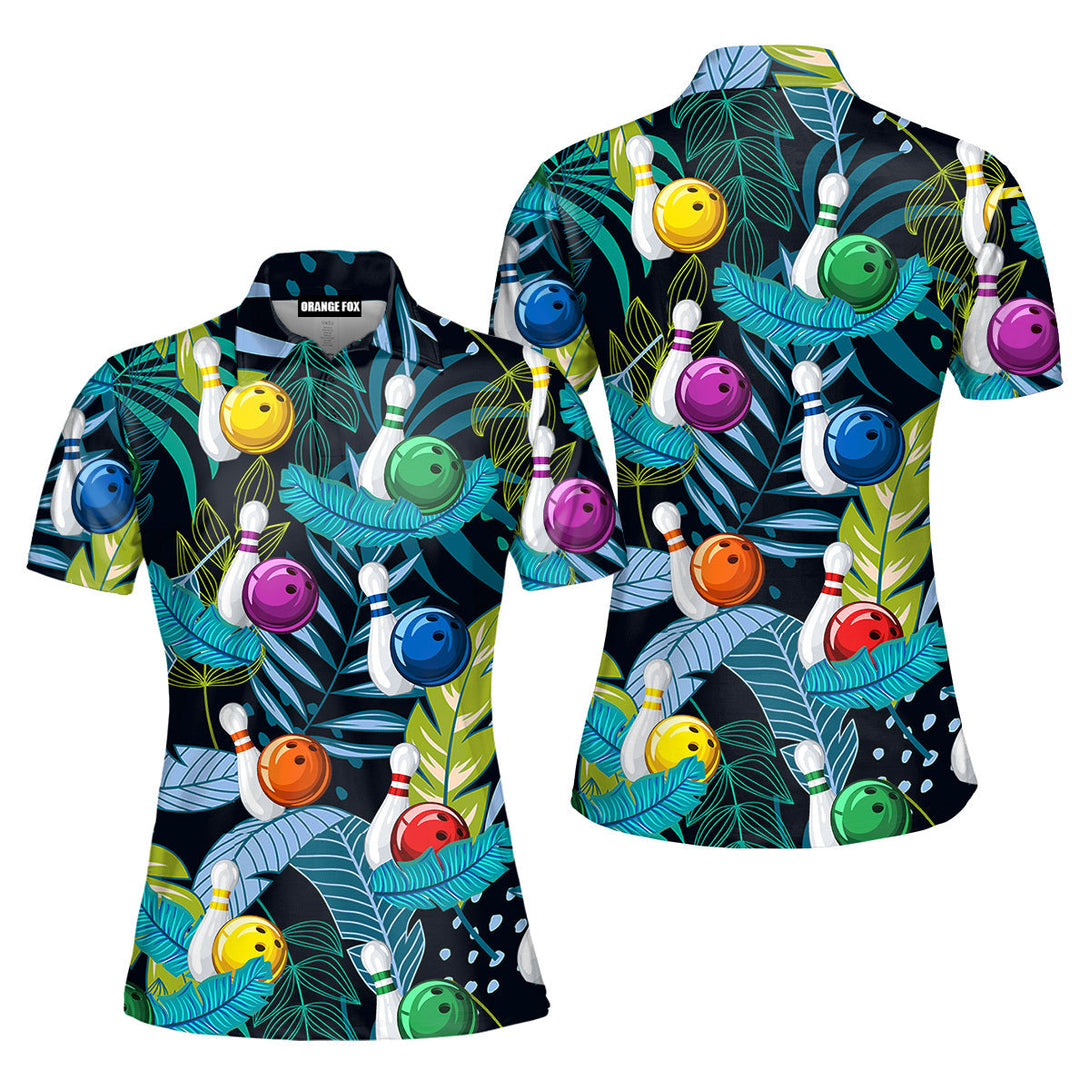 Bowling Gift For Bowling Lovers Tropical Blue Polo Shirt For Women
