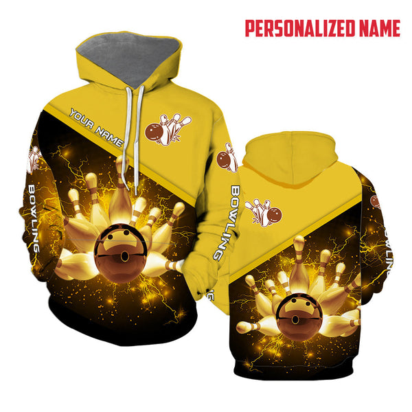 Bowling Golden Lightning Custom Name Hoodie For Men & Women