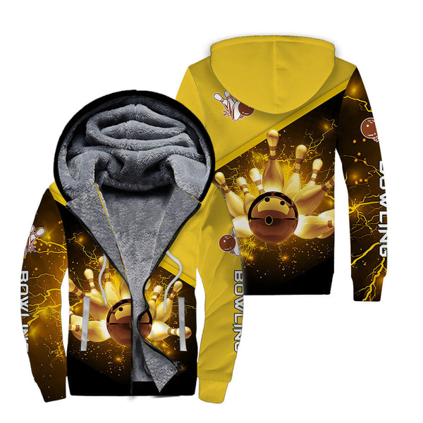 Bowling Golden Lightning Fleece Zip Hoodie For Men & Women