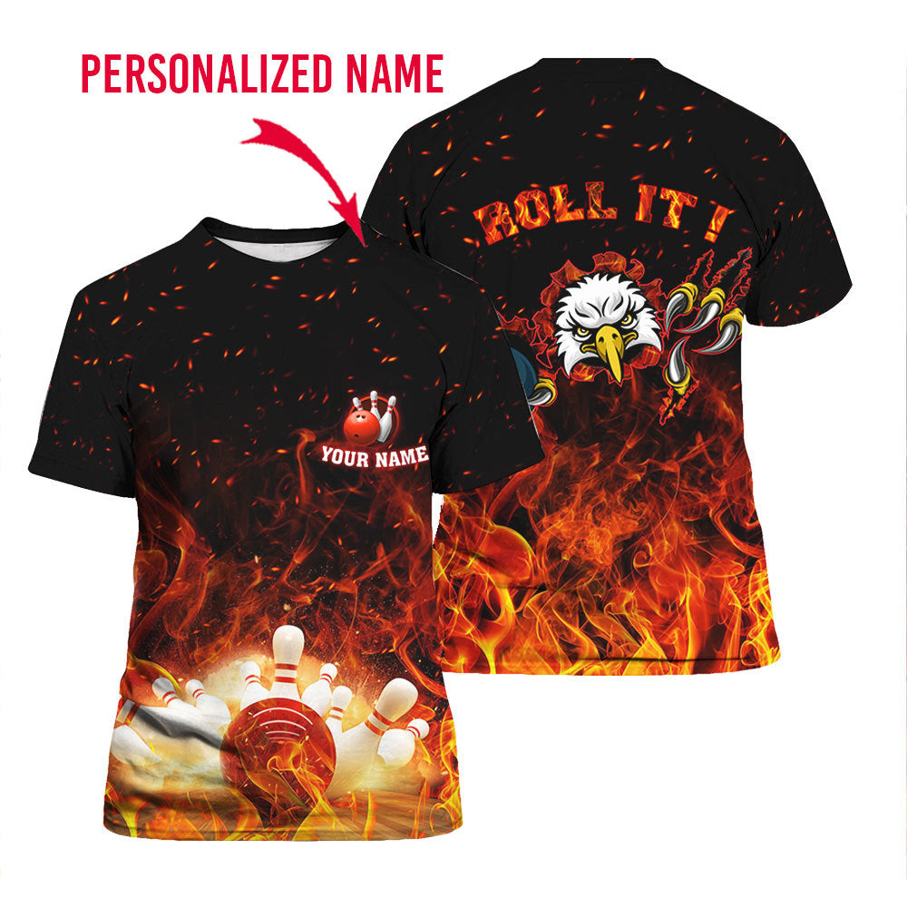 Bowling Lets Roll It Custom Name T-Shirt Over Print For Men & Women