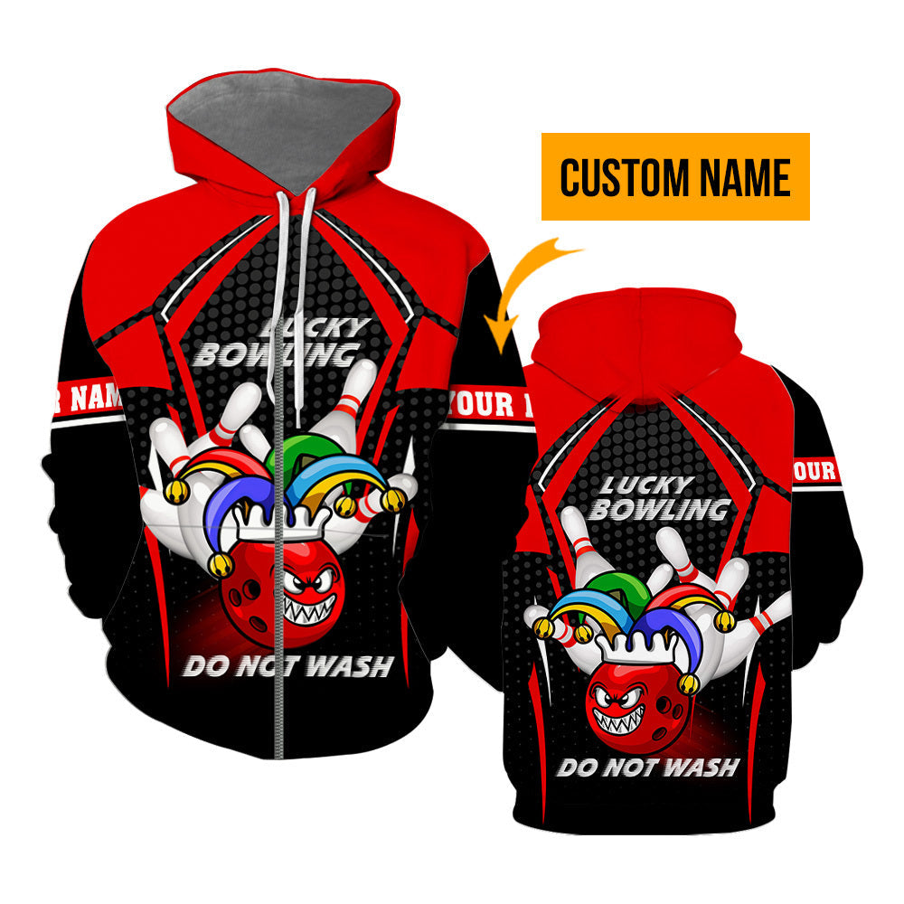 Bowling Mardi Gras Custom Name Zip Up Hoodie For Men & Women