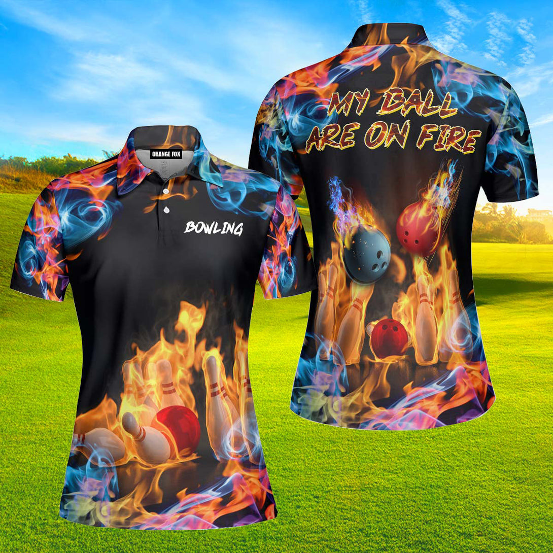 Bowling My Ball Are On Fire Polo Shirt For Women