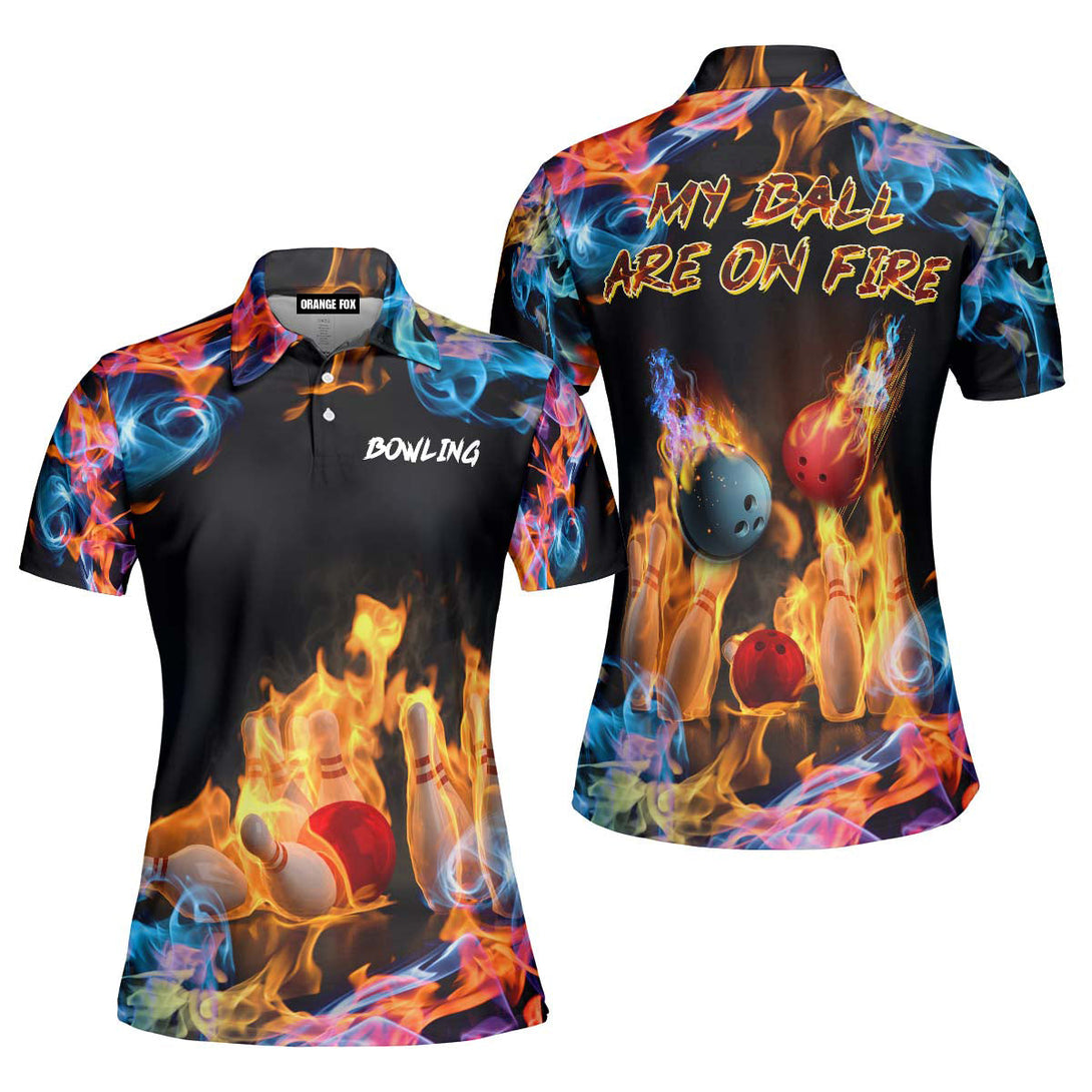 Bowling My Ball Are On Fire Polo Shirt For Women