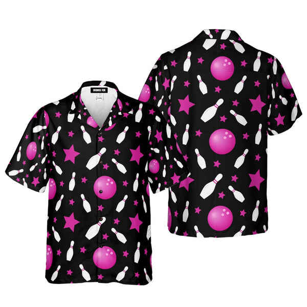 Bowling Pink And Black Pattern Aloha Hawaiian Shirt For Men & Women