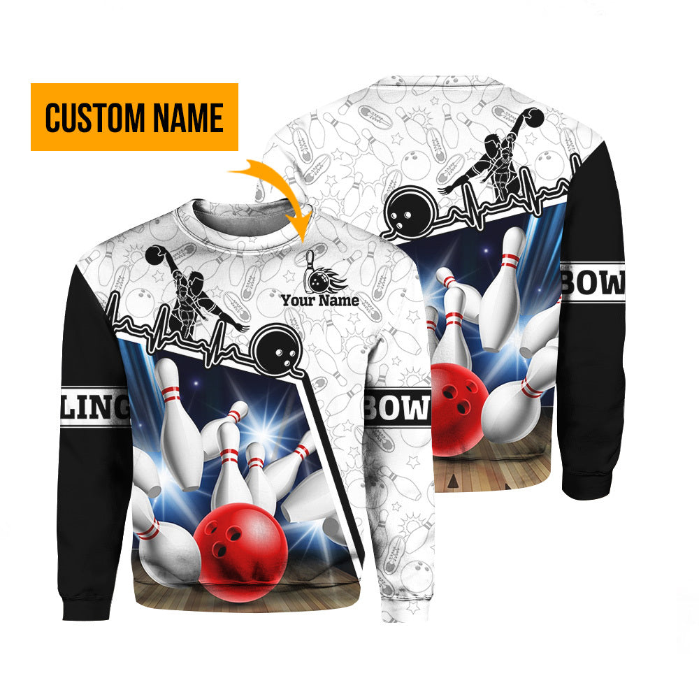 Bowling Rolling Game Custom Name Crewneck Sweatshirt For Men & Women