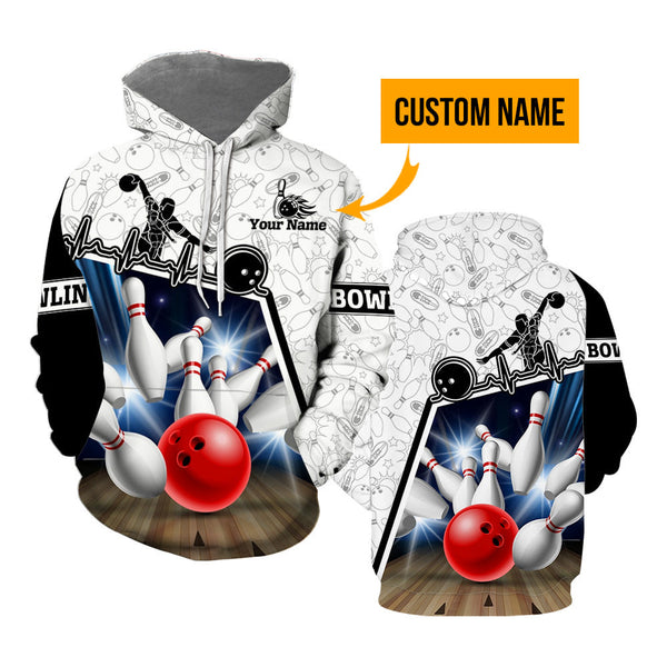 Bowling Rolling Game Custom Name Hoodie For Men & Women