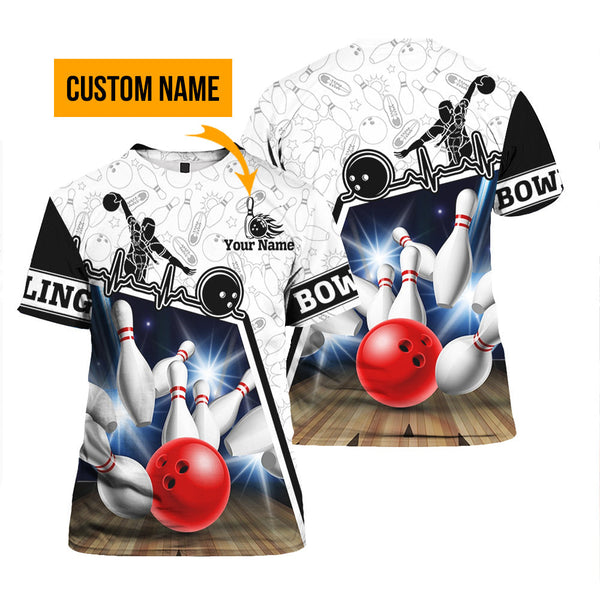 Bowling Rolling Game Custom Name T Shirt For Men & Women