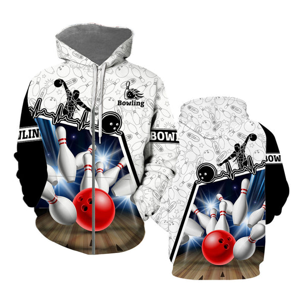 Bowling Rolling Game Zip Up Hoodie For Men & Women