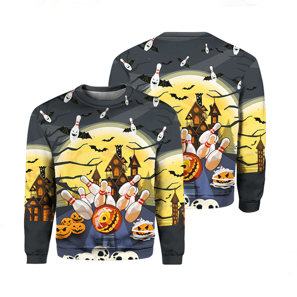 Bowling Spooky Halloween Crewneck Sweatshirt For Men & Women