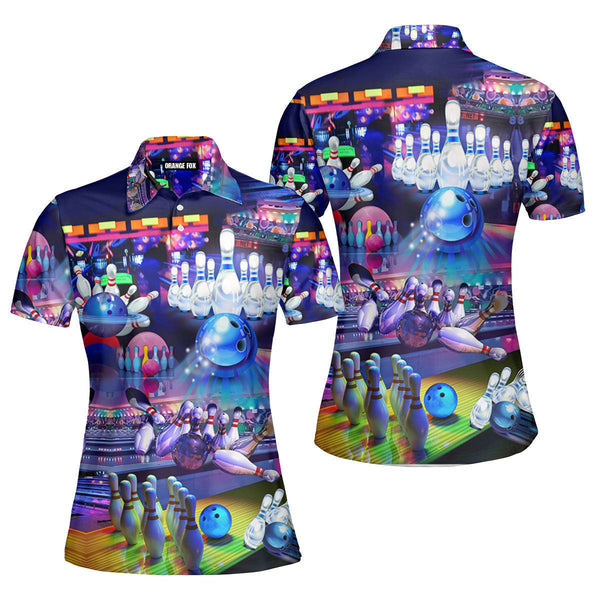 Bowling Takes Balls - Gift for Bowling Lovers - Colorful Bowling Alley Polo Shirt For Women